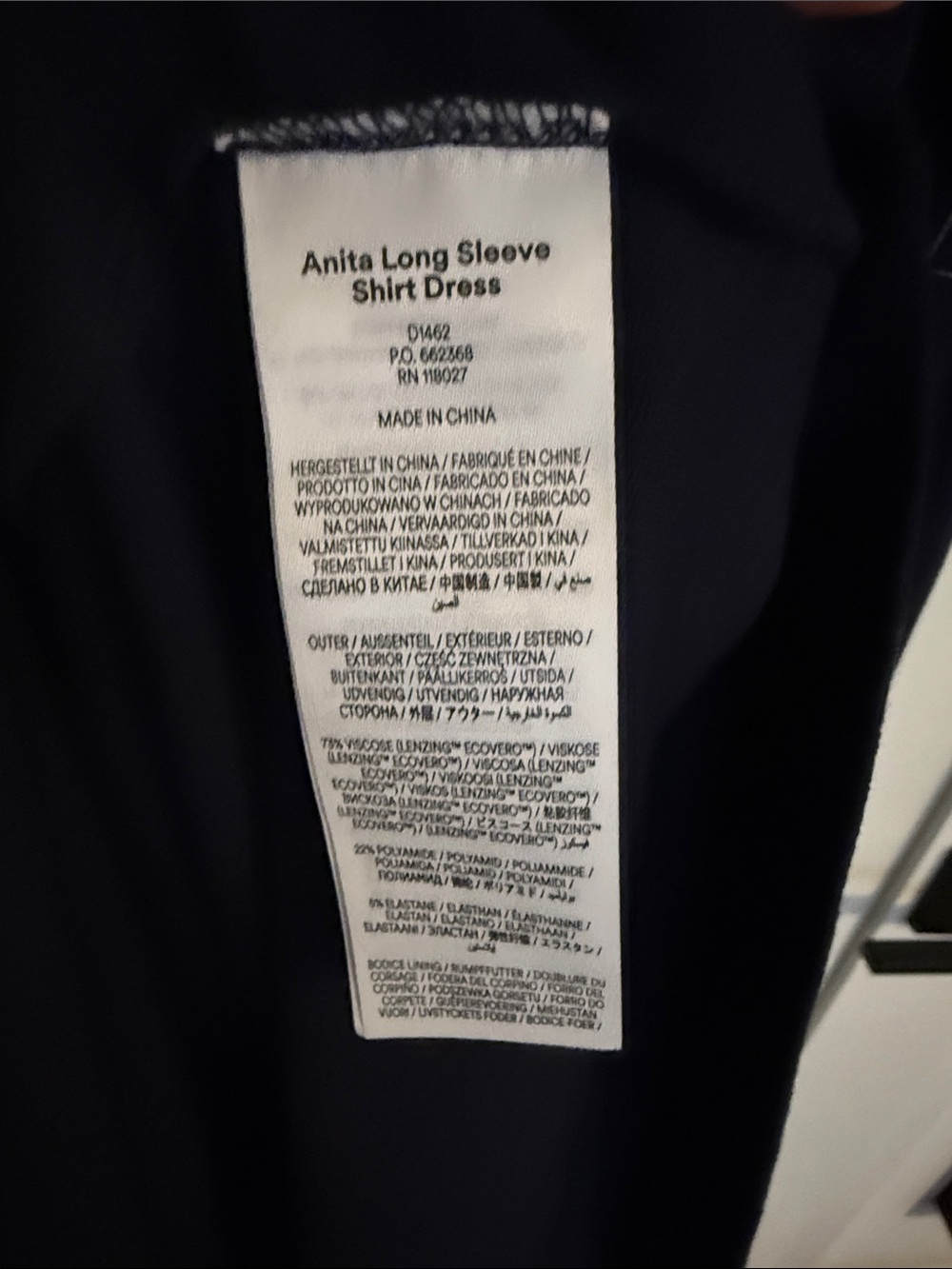 Boden Navy Long Sleeve Belted Shirt Dress with White Topstitching - Picture 5 of 6